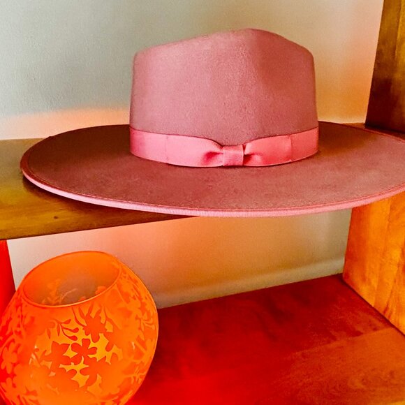 Lack of Color Fedora Rancher Rose Pink Women's Hat Small Wool Felt Grosgrain - Picture 15 of 16